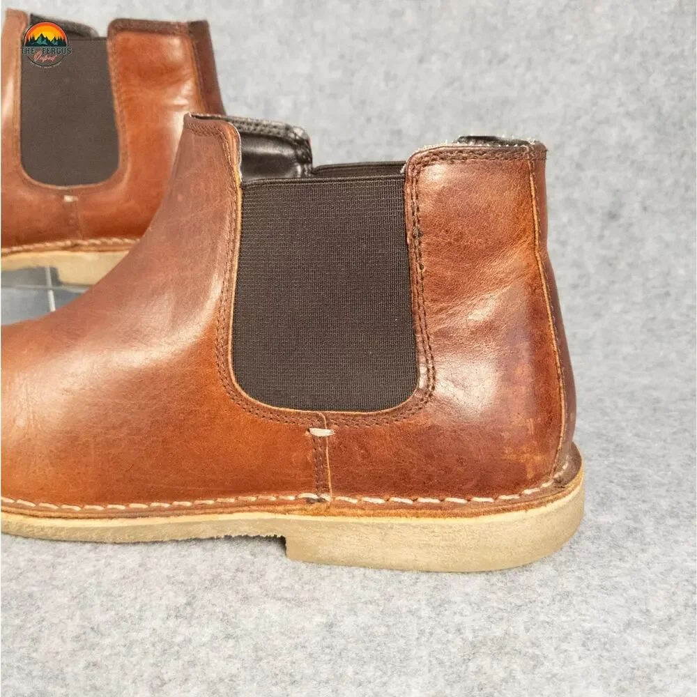 Kenneth Cole Reaction Chelsea Boots Brown Leather Pull-On Classic Men's Size 10